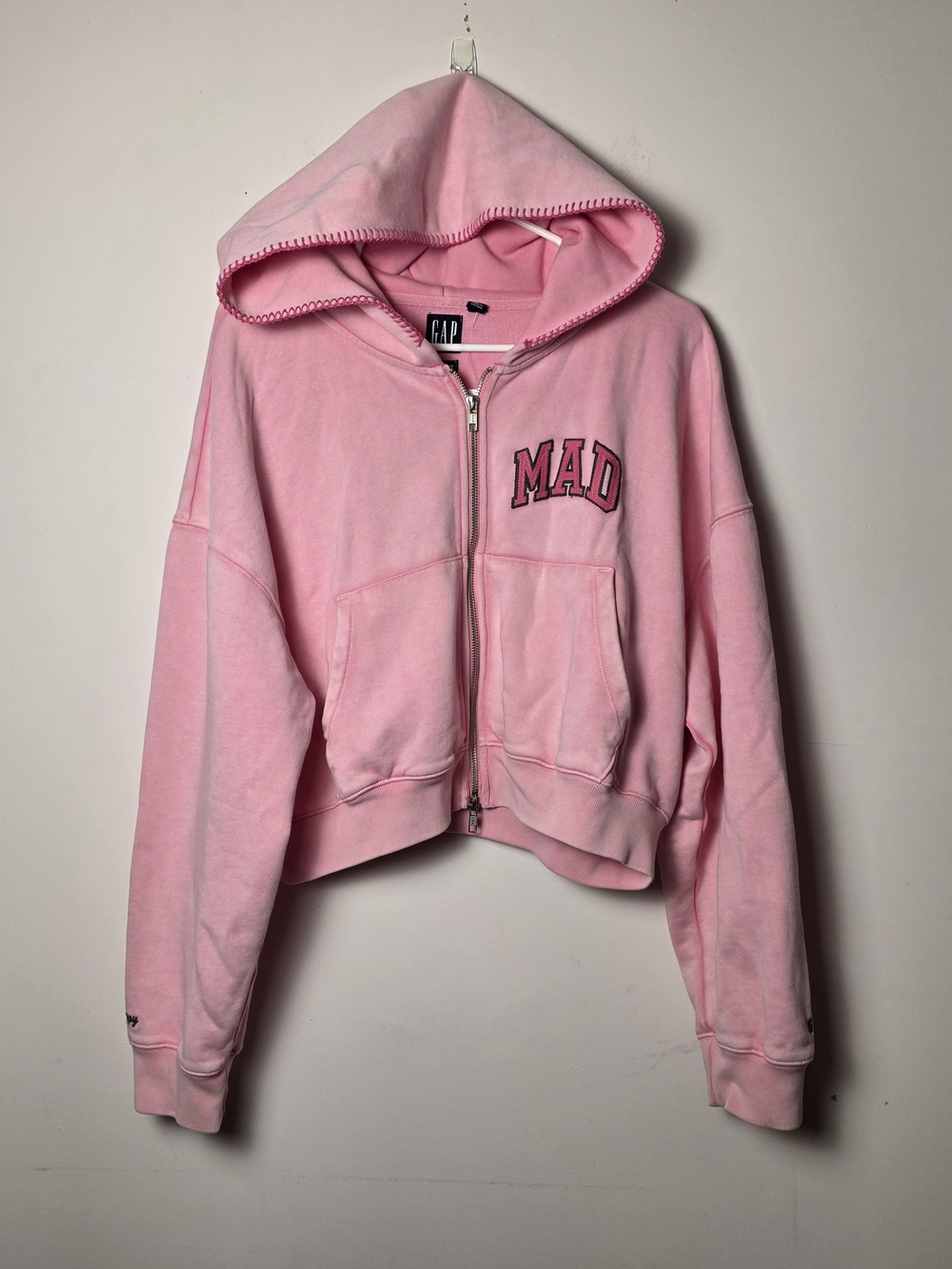 GAP x Madhappy Pink Cropped Zip Hoodie XL NWT Logo Graphic Sweatshirt